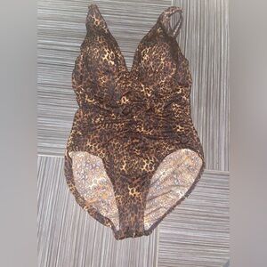 Swimsuit Miraclesuit One Piece Slimming Swim Suit cheetah size large brown